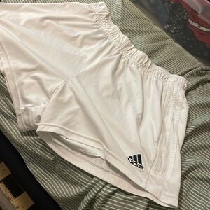 white adidas shorts